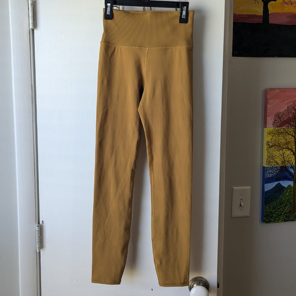 Vuori Rib Studio Leggings Dark Golden Performance Ultra High Rise Size XS